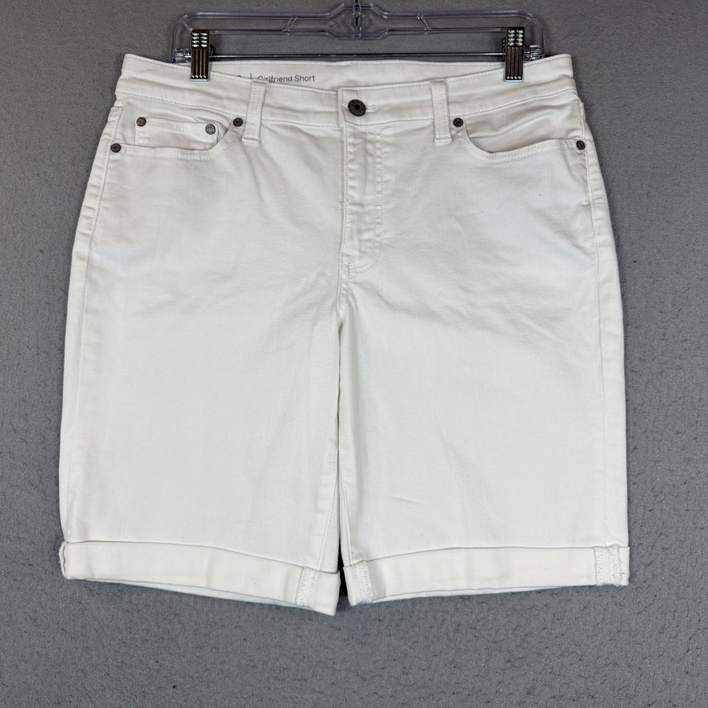 Talbots Girlfriend White Denim Shorts 9-inch Size 8 EUC